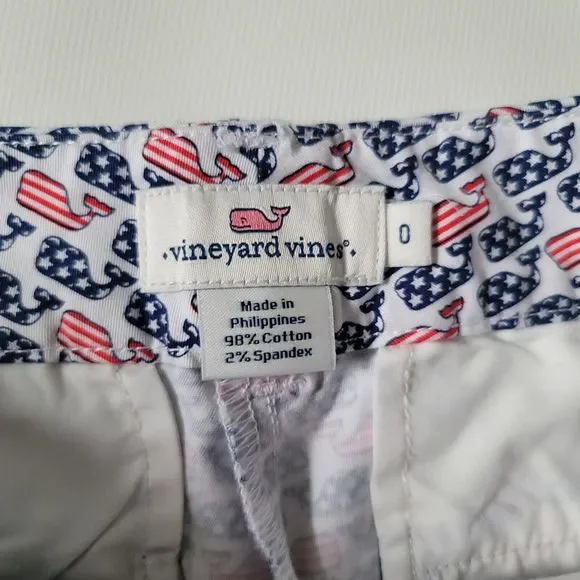 Vineyard Vines, Red White & Blue Whales Shorts Size 0 - Picture 3 of 3